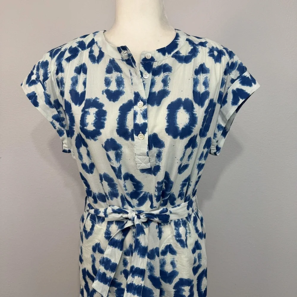Anthropologie Othilia Abtract Maxi Dress Women's Small Blue Belted Bohemian - Picture 2 of 16